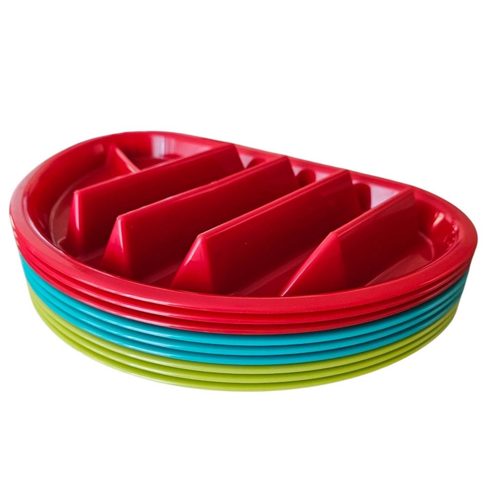Fiesta Taco Plates Set – Red, Teal & Green Made in USA – BPA Free